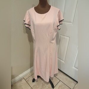 Tommy Hilfiger Light Pink Midi Dress with Black Accents